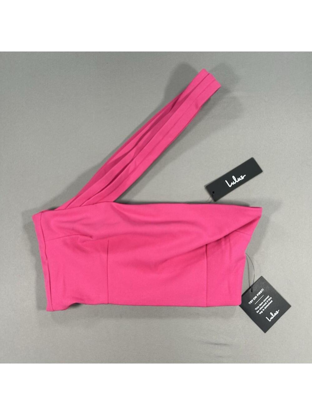 Lulus Women Pink Sleeveless One Shoulder Crop Top Medium - NEW